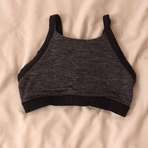 Gray and black sports bra